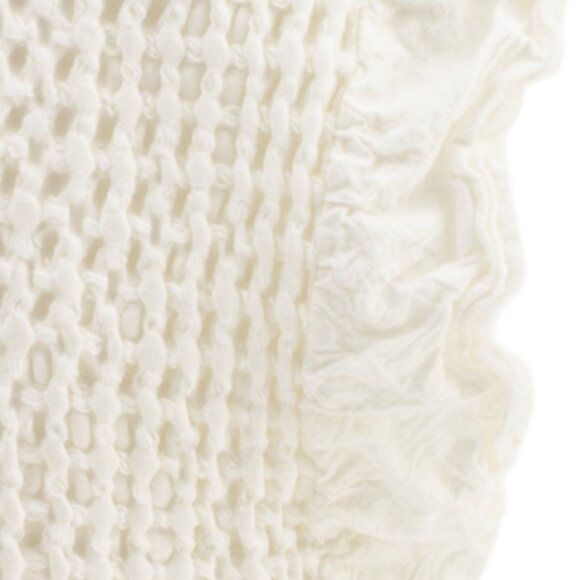 INUP MADE IN PORTUGAL Luxury Cream Waffle Cotton Ruffle Queen Coverlet Blanket - Picture 2 of 7